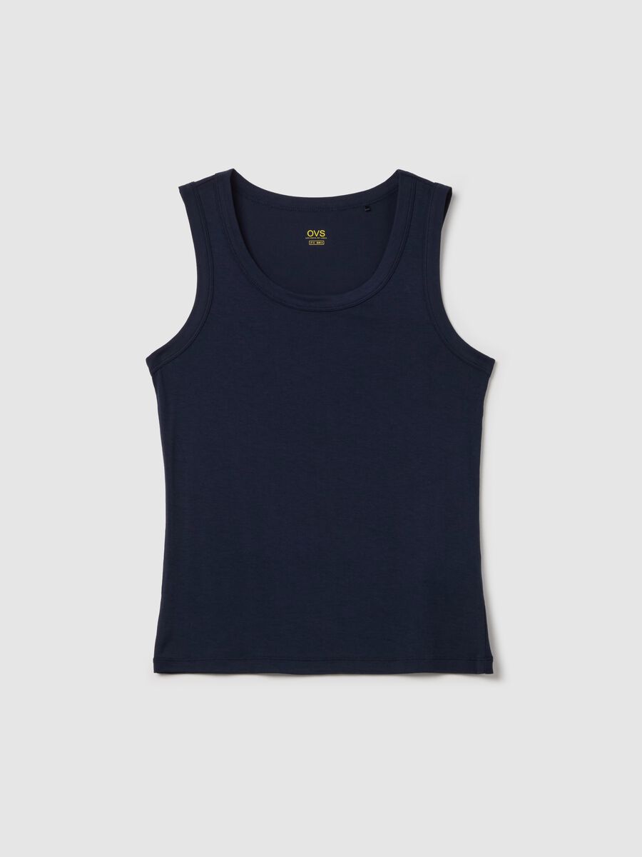 Basic blue tank top in stretch viscose_4