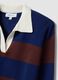 Blue striped viscose-blend polo-collar top, regular fit_1