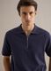 Short-sleeved blue pure cotton polo, regular fit with zip_3