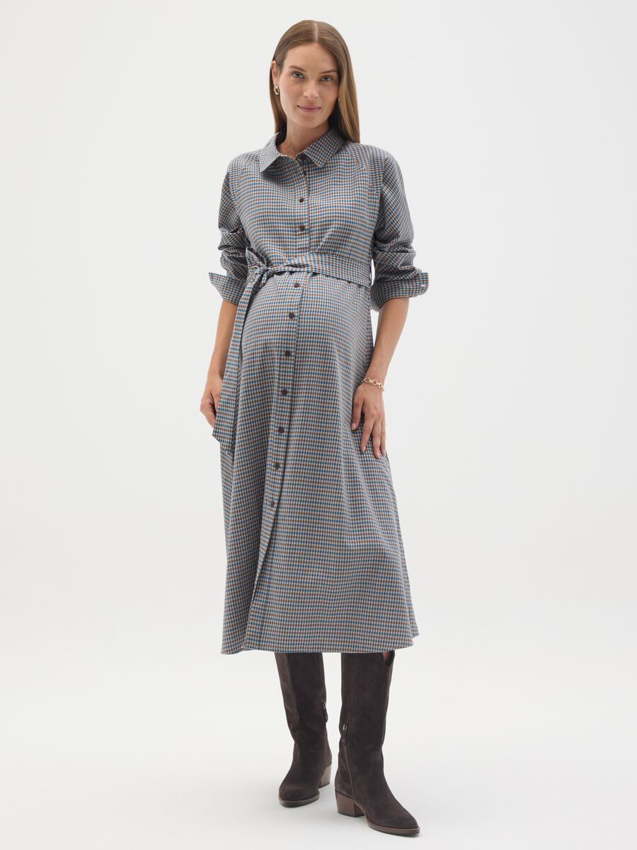 Multicoloured Maternity Dress with Micro Checks_0