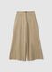 Pantaloni dritti beige in twill e cotone elasticizzato _0