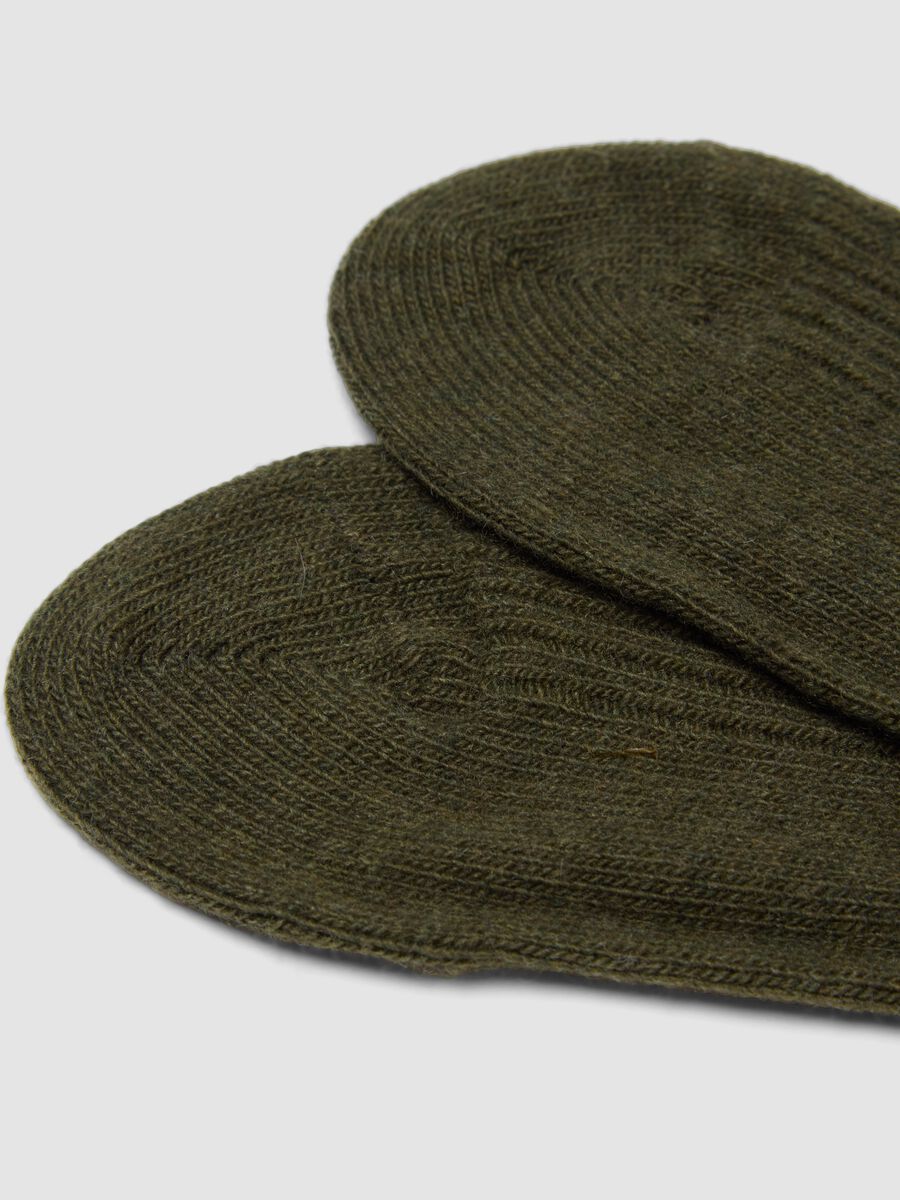 Calzini verdi a costine in lana, viscosa e cashmere elasticizzato_1