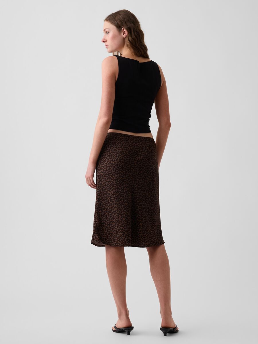 Brown midi skirt in pure viscose with animal print_2