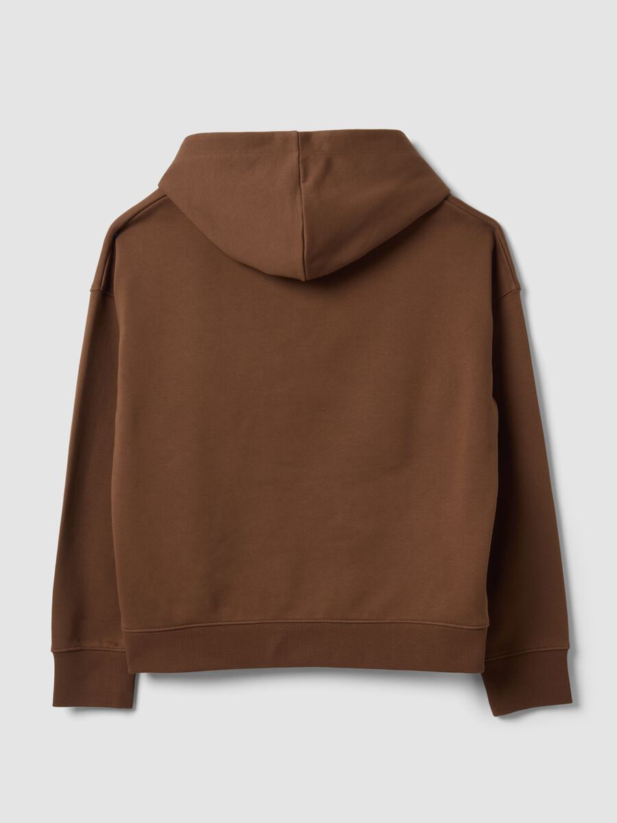 Felpa marrone in misto cotone con cappuccio regular fit_6