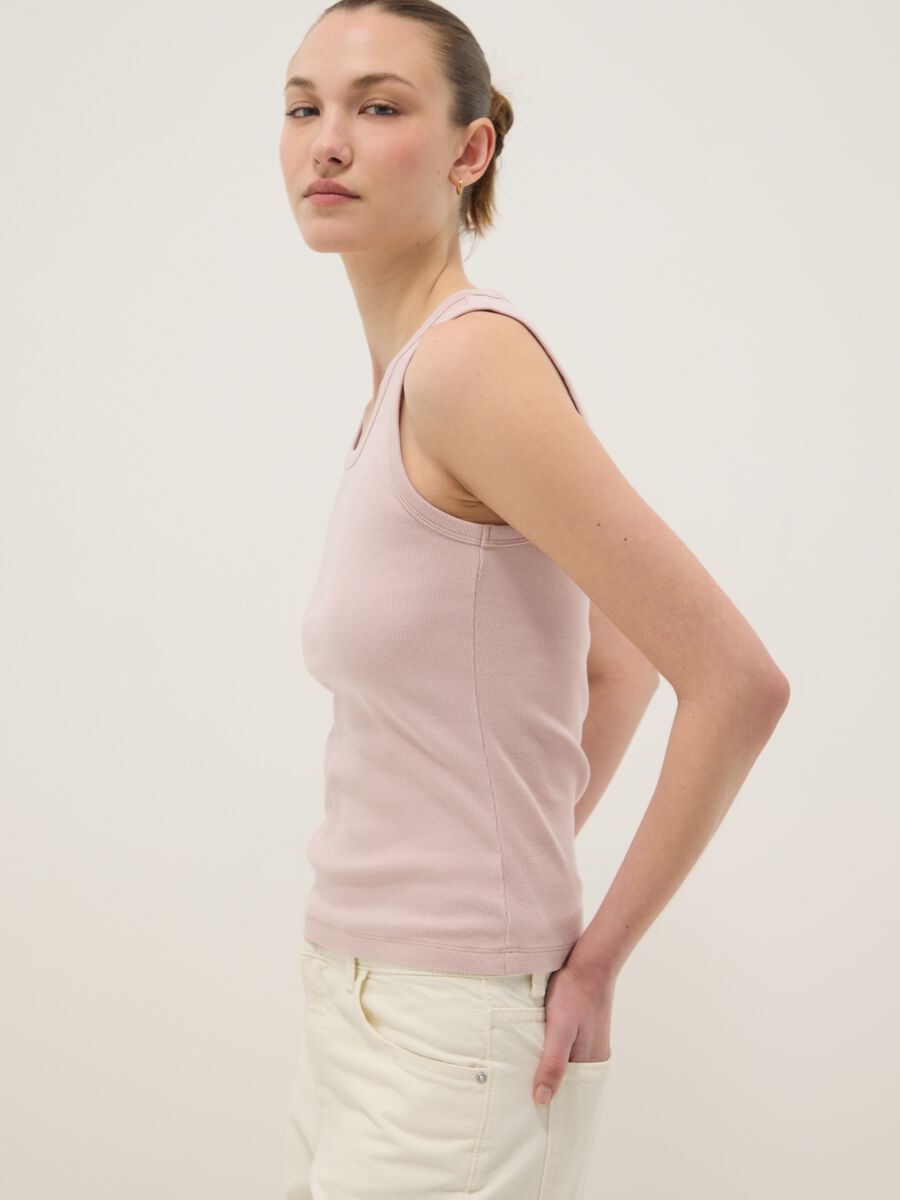 Pink stretch cotton vest top, regular fit_0
