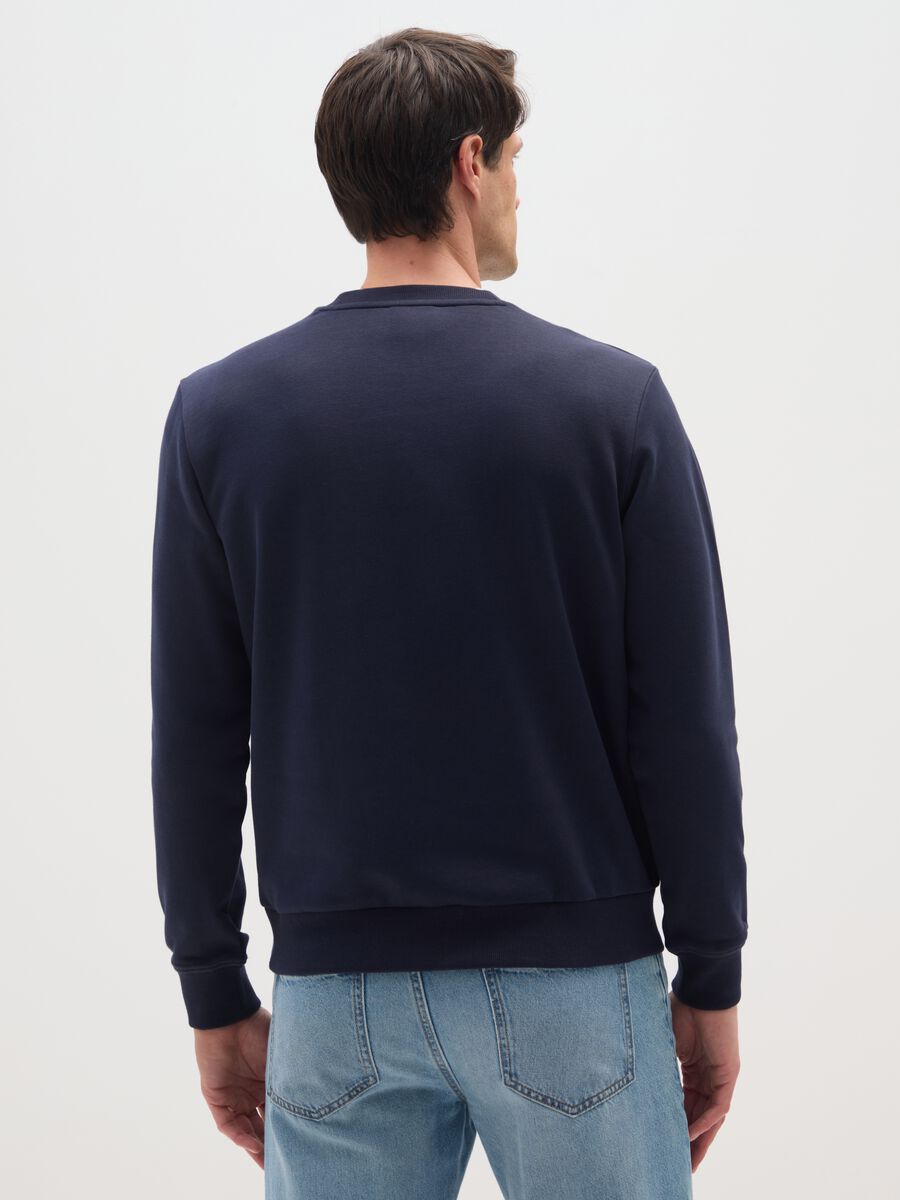 Regular fit blue cotton blend sweatshirt with crew neck_2