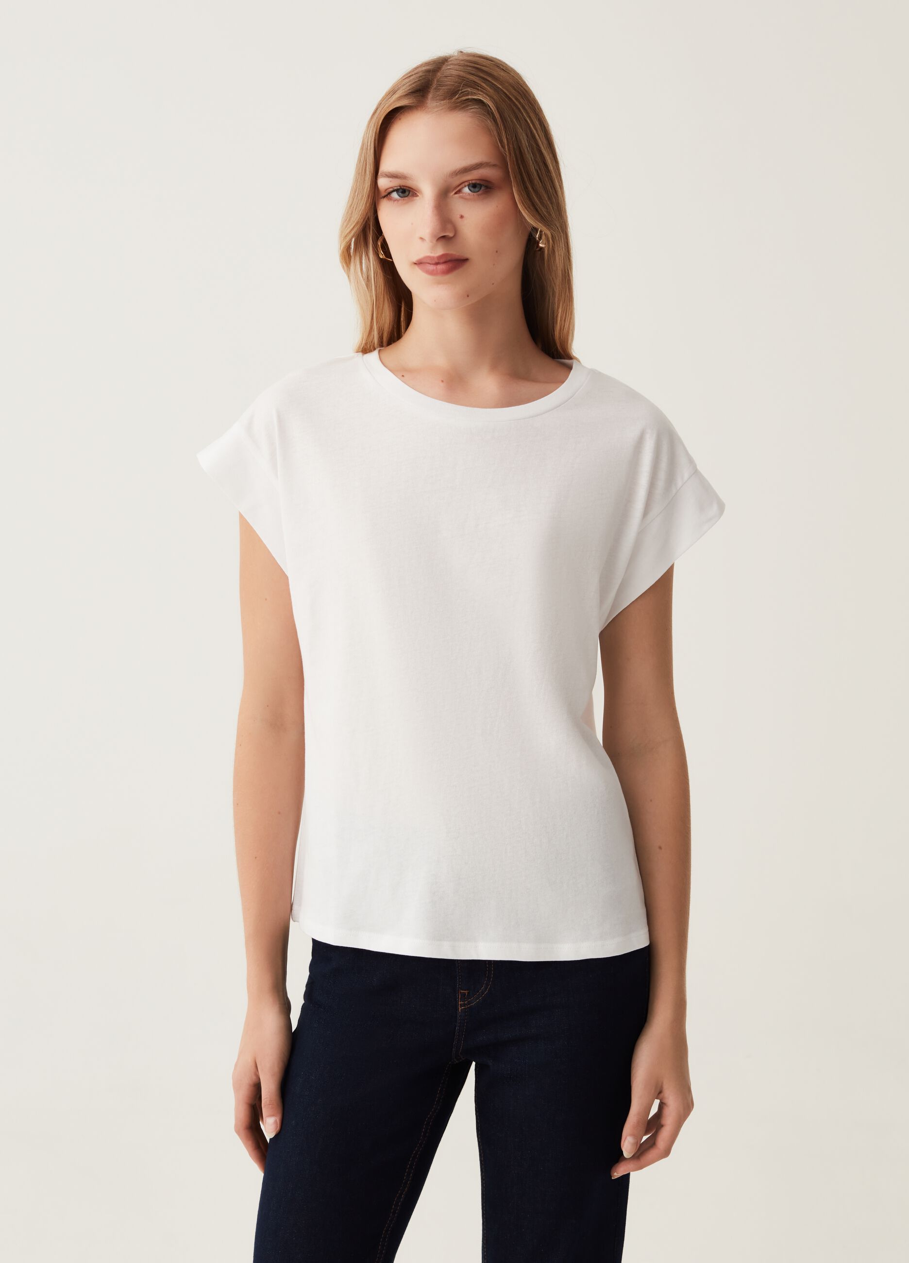T-shirt in cotone con maniche a kimono_1