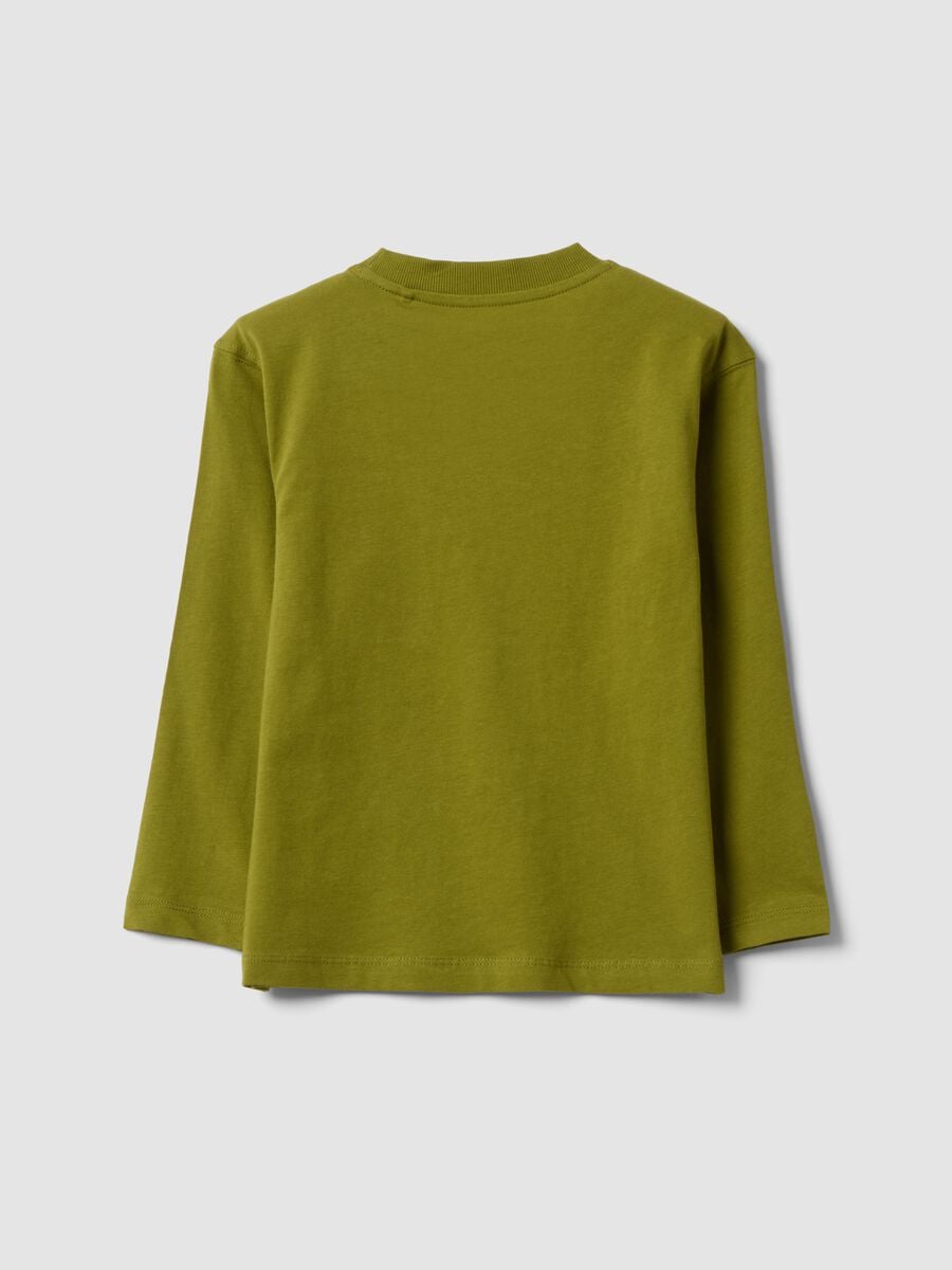 Green oversized pure cotton T-shirt with contrast print for boys_1