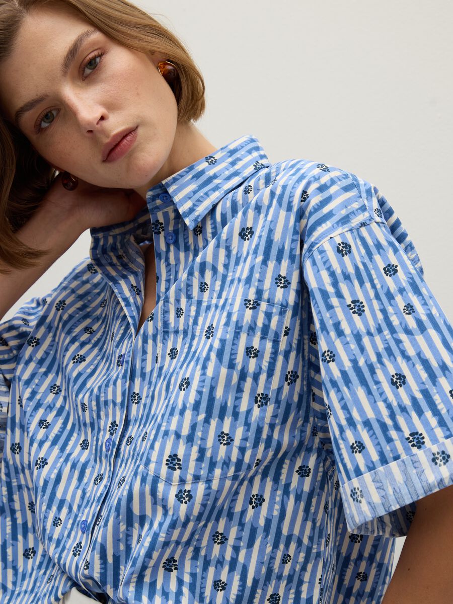 Oversized multicolour pure cotton striped shirt_3