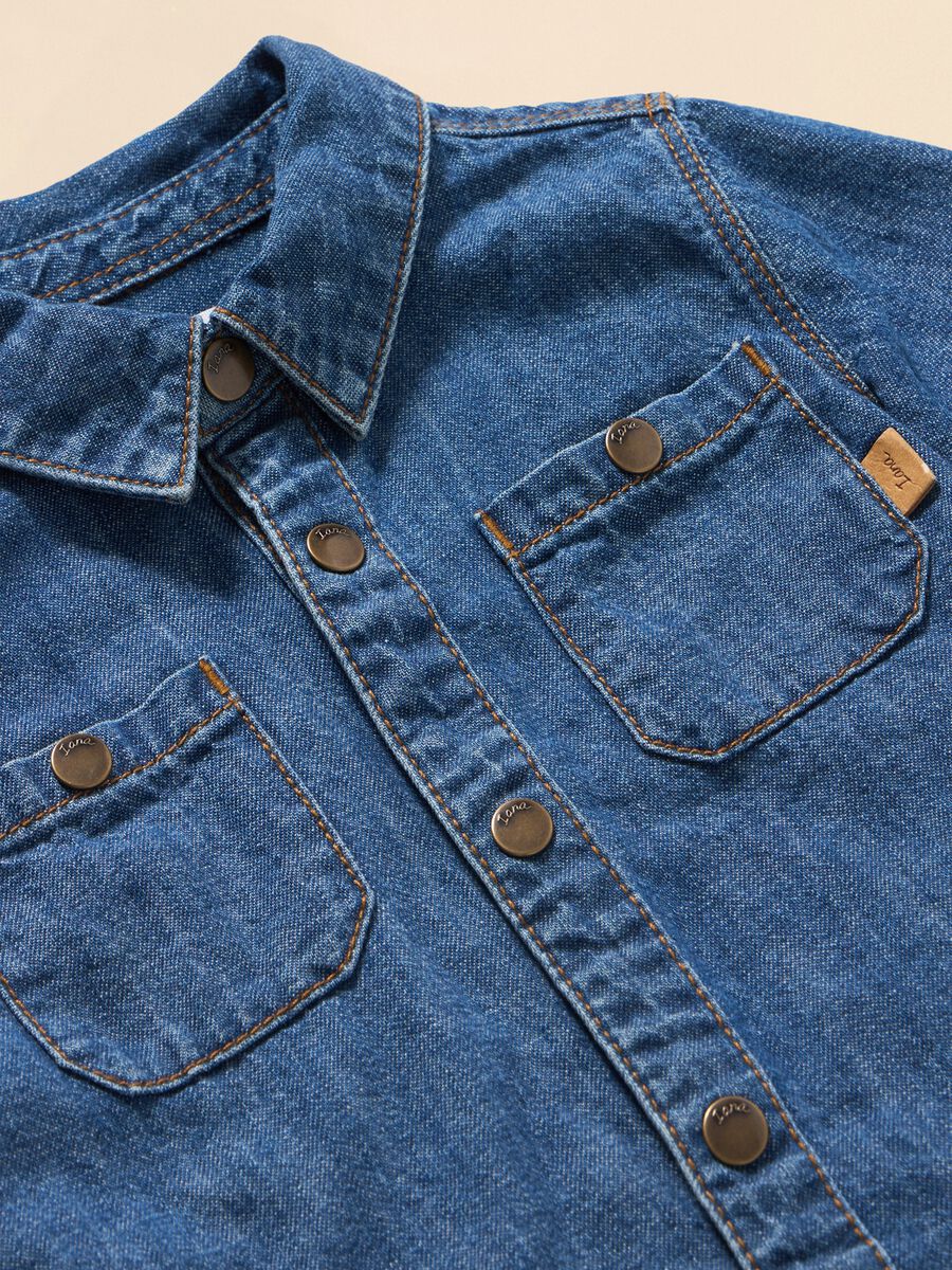 IANA newborn boy shirt in 100% cotton chambray_1