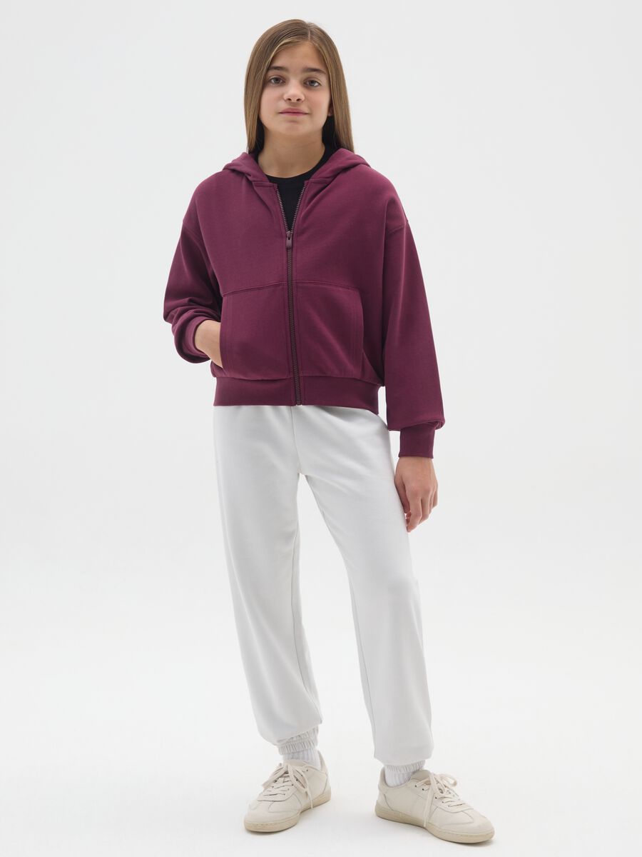 Girls' White Cotton Joggers Regular Fit_0