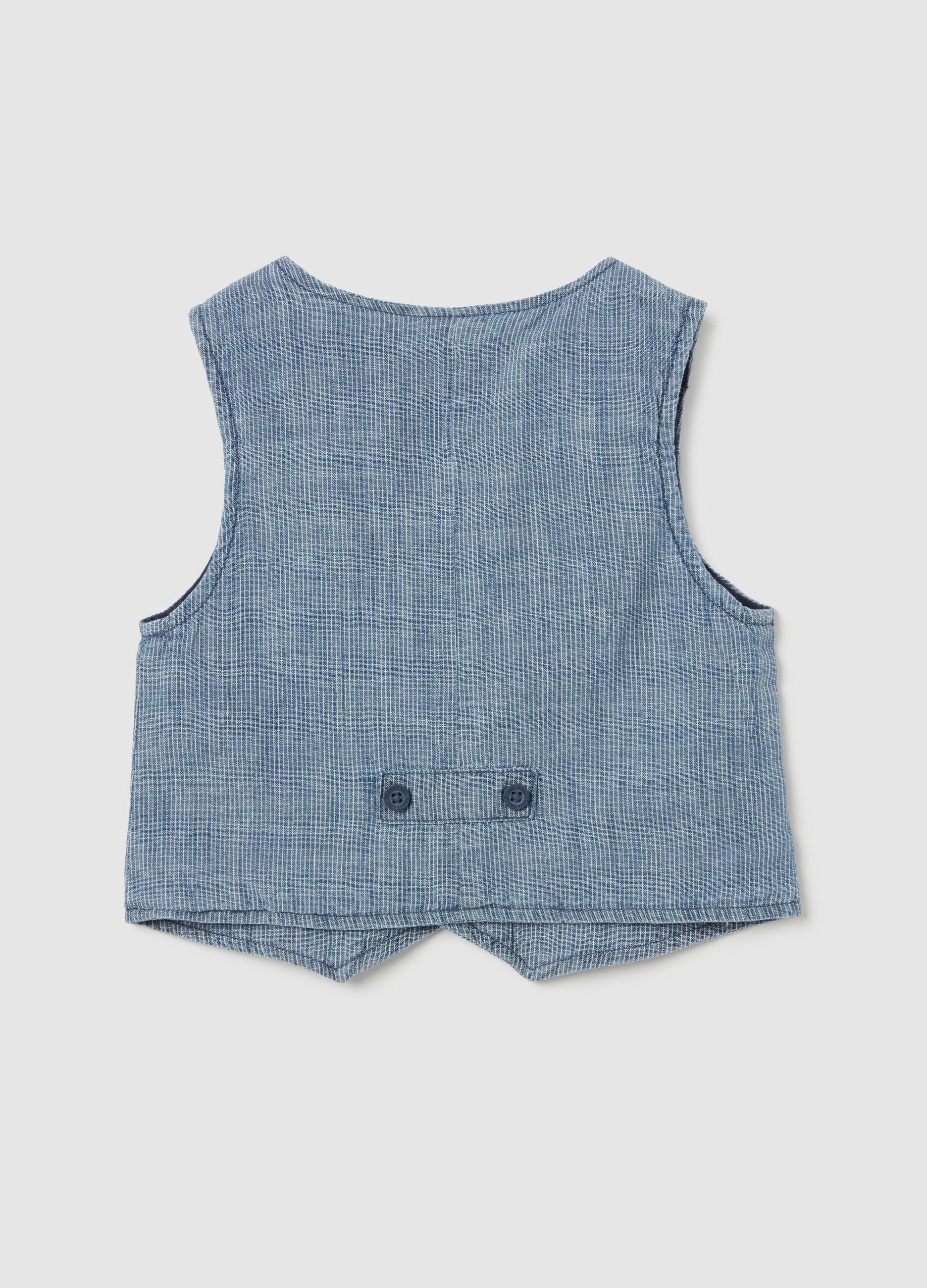 Cotton gilet with thin striped pattern