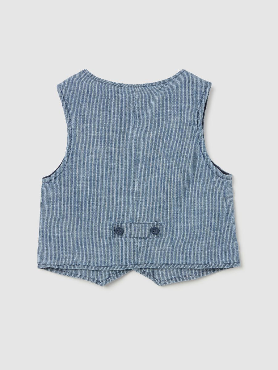 Cotton gilet with thin striped pattern_1