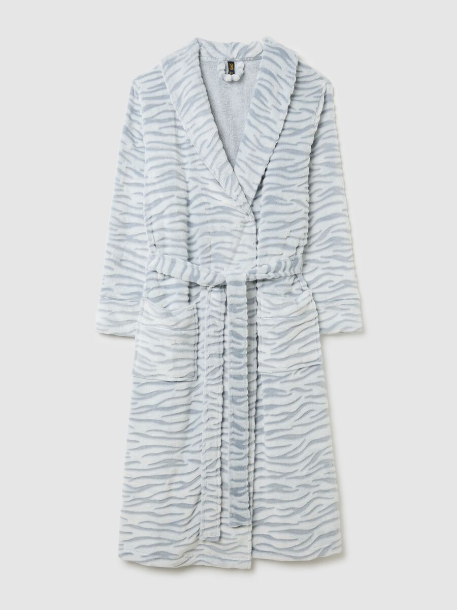 Multicolour dressing gown with belt and pockets_0