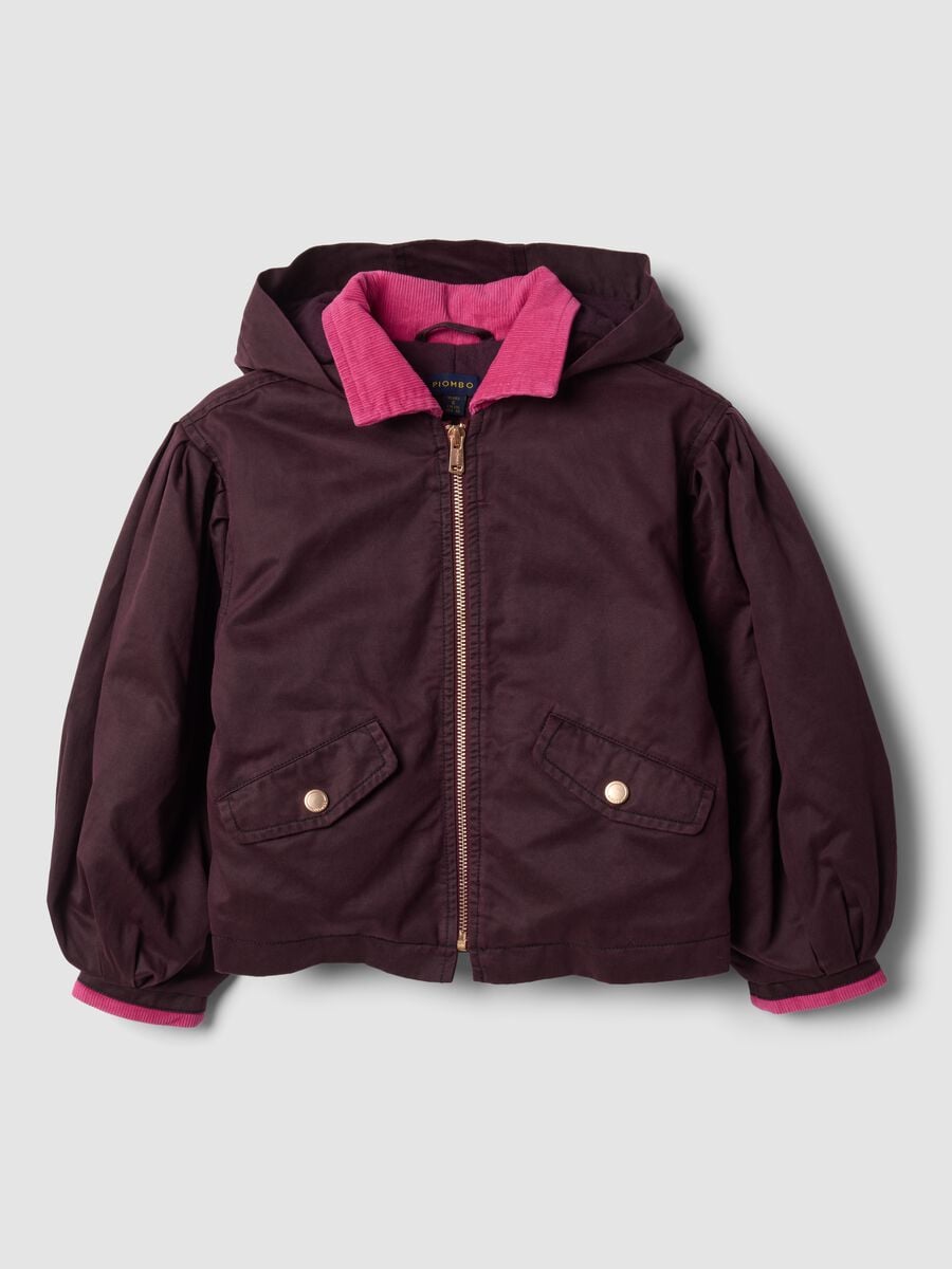 Purple padded cotton-blend hooded jacket_0
