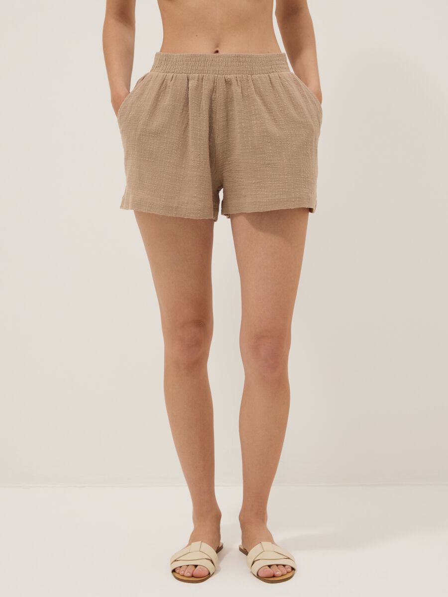 Beige pure cotton shorts_2