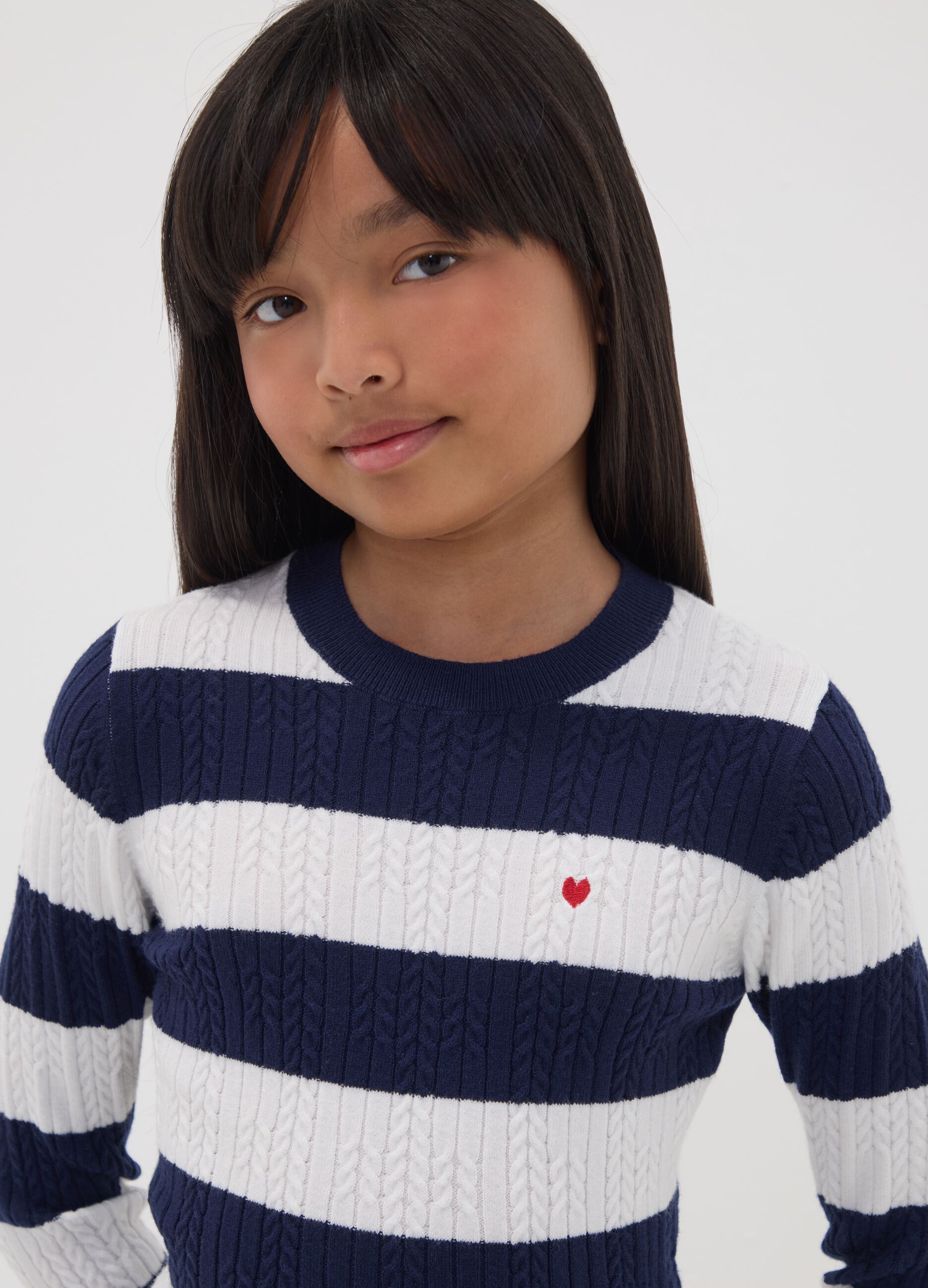 Girls&rsquo; multicolour striped viscose-blend boat-neck jumper
