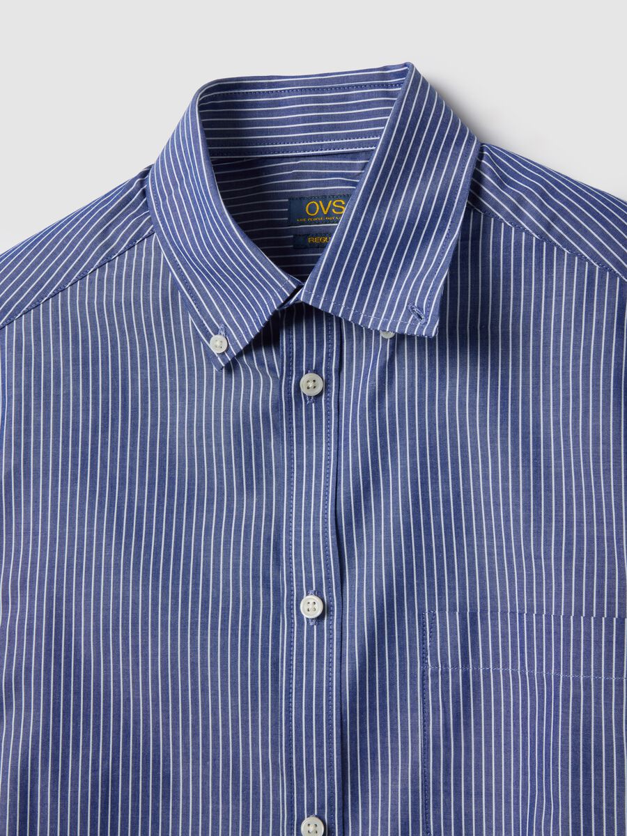 Multi-coloured striped cotton blend shirt, regular fit_1