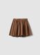 Brown pure cotton girls' skirt regular fit with bow_1