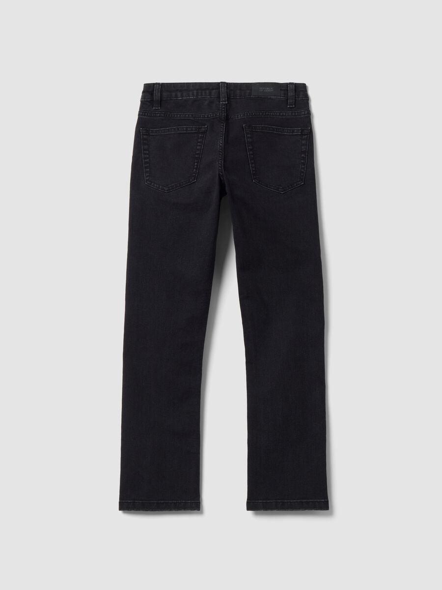 Jeans denim neri in cotone elasticizzato regular fit per ragazzo_2