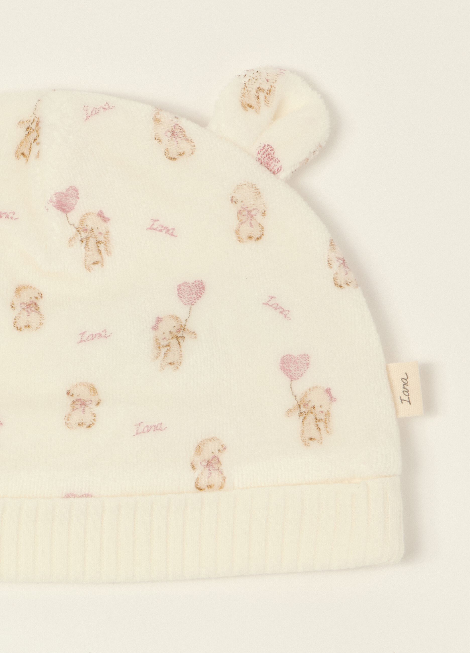 White cotton-blend baby girls&rsquo; romper with teddy bears