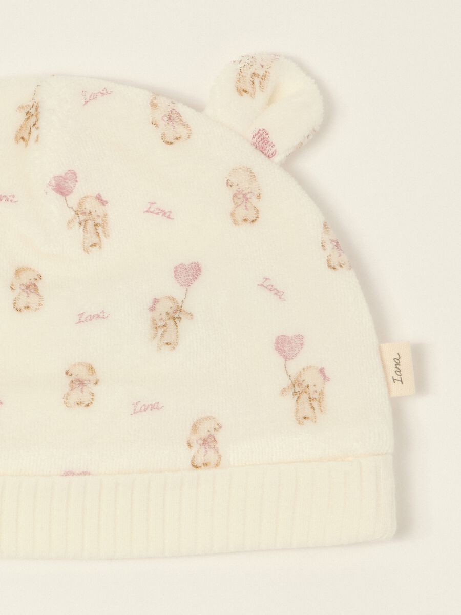 White cotton-blend baby girls&rsquo; romper with teddy bears_2