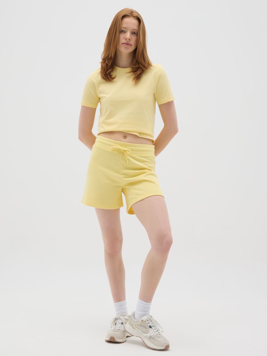 Women's Yellow Cotton Blend Regular Fit Shorts_0