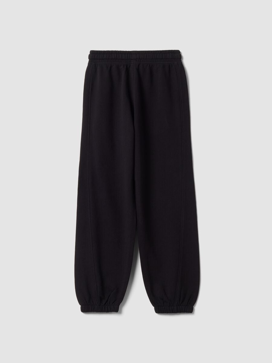 Black pure cotton joggers with elasticated cuffs_1