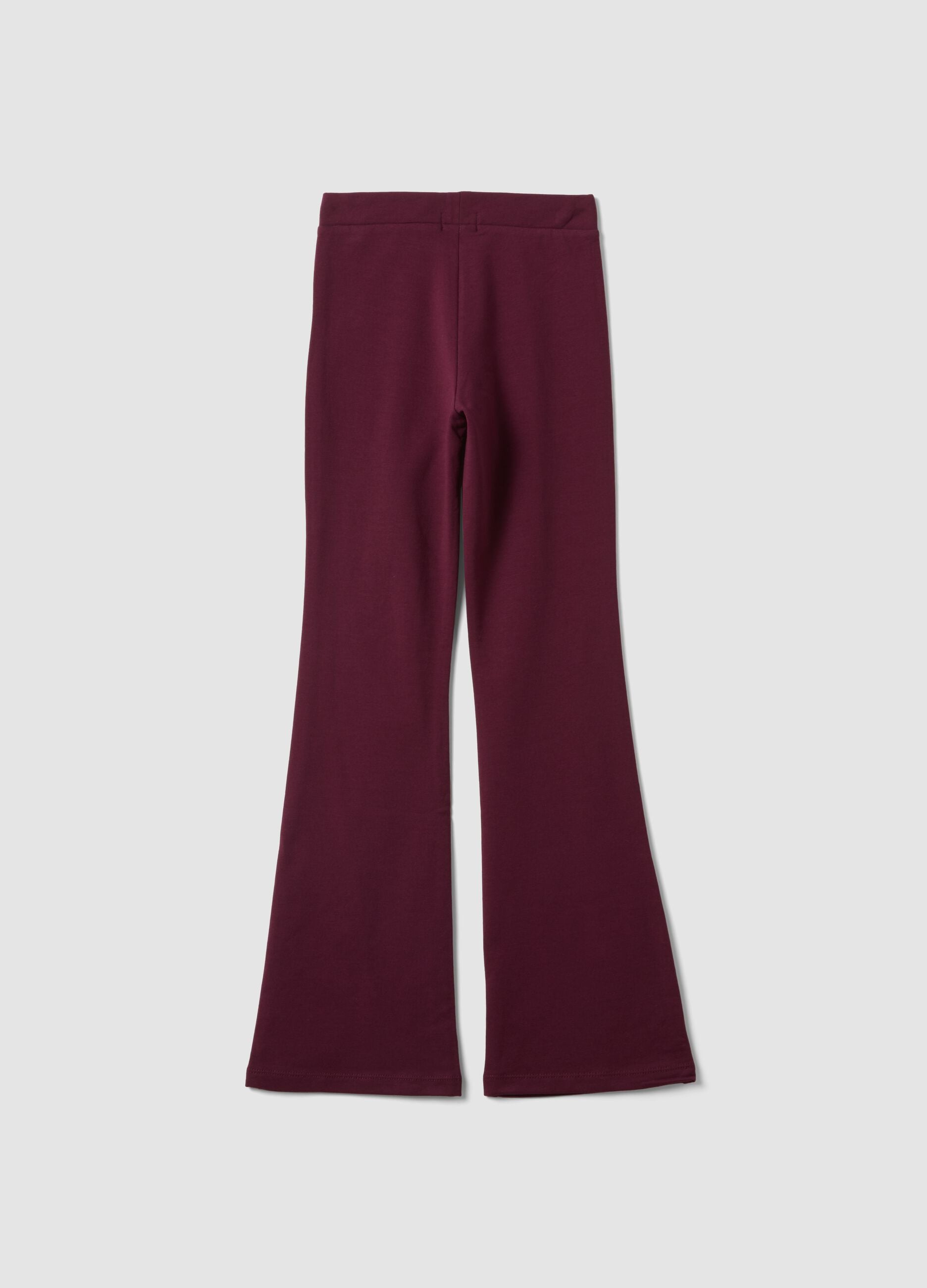 Leggings viola prugna flare in cotone elasticizzato
