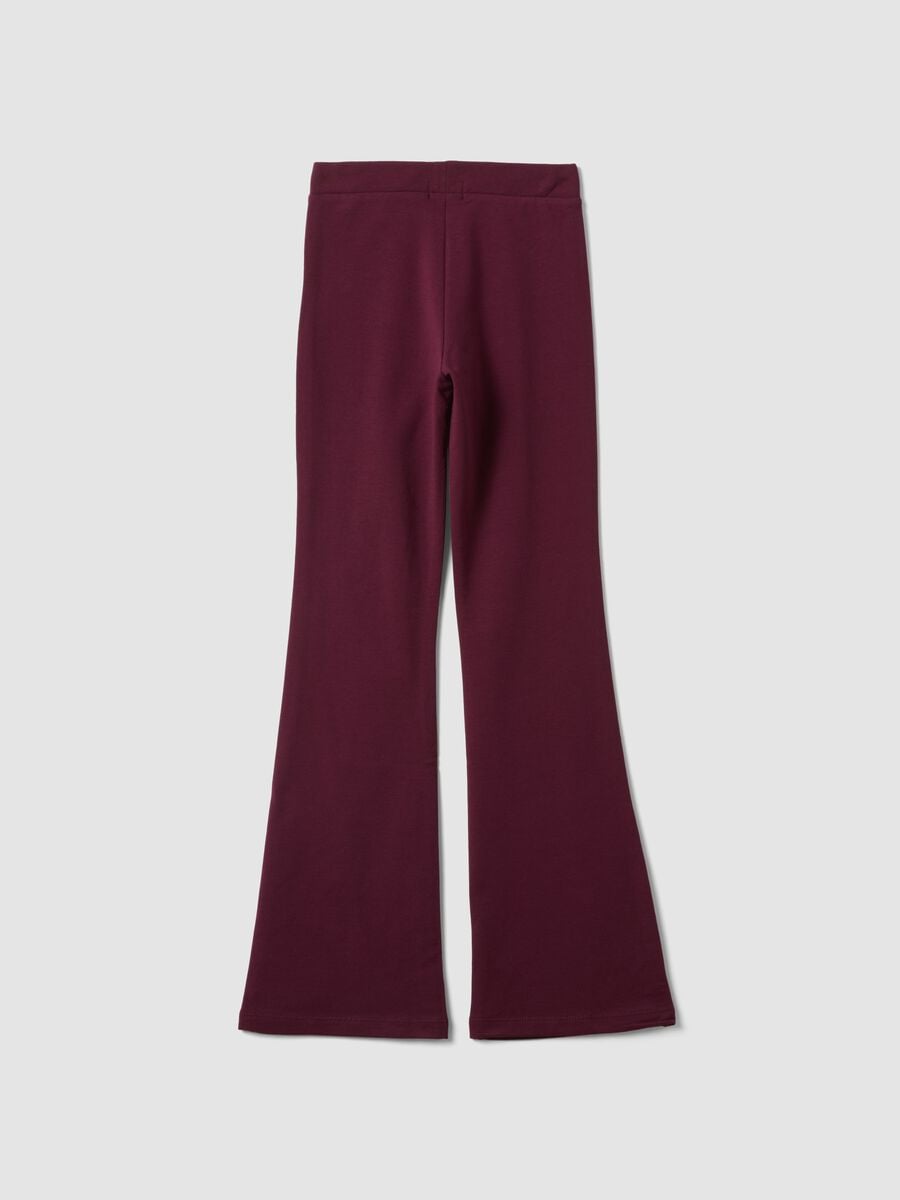 Leggings viola prugna flare in cotone elasticizzato_1