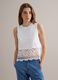 White cotton-blend vest top with lace detailing_2