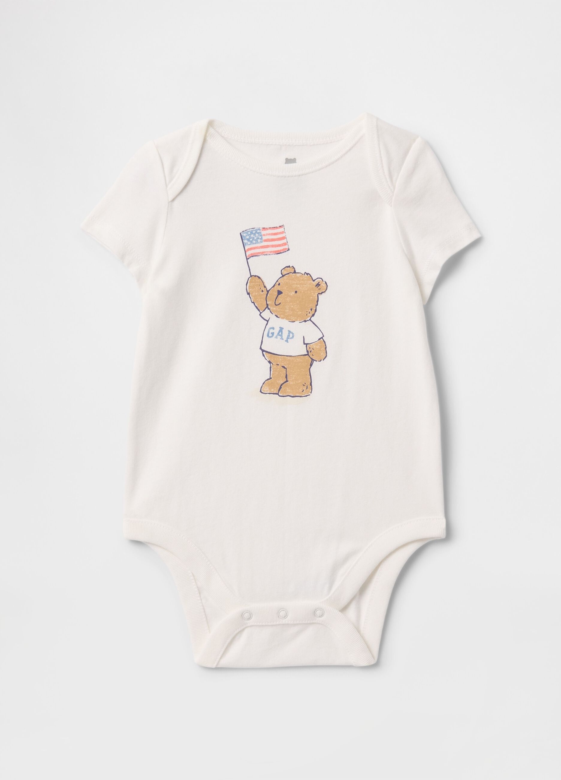 White newborn body with GAP teddy bear