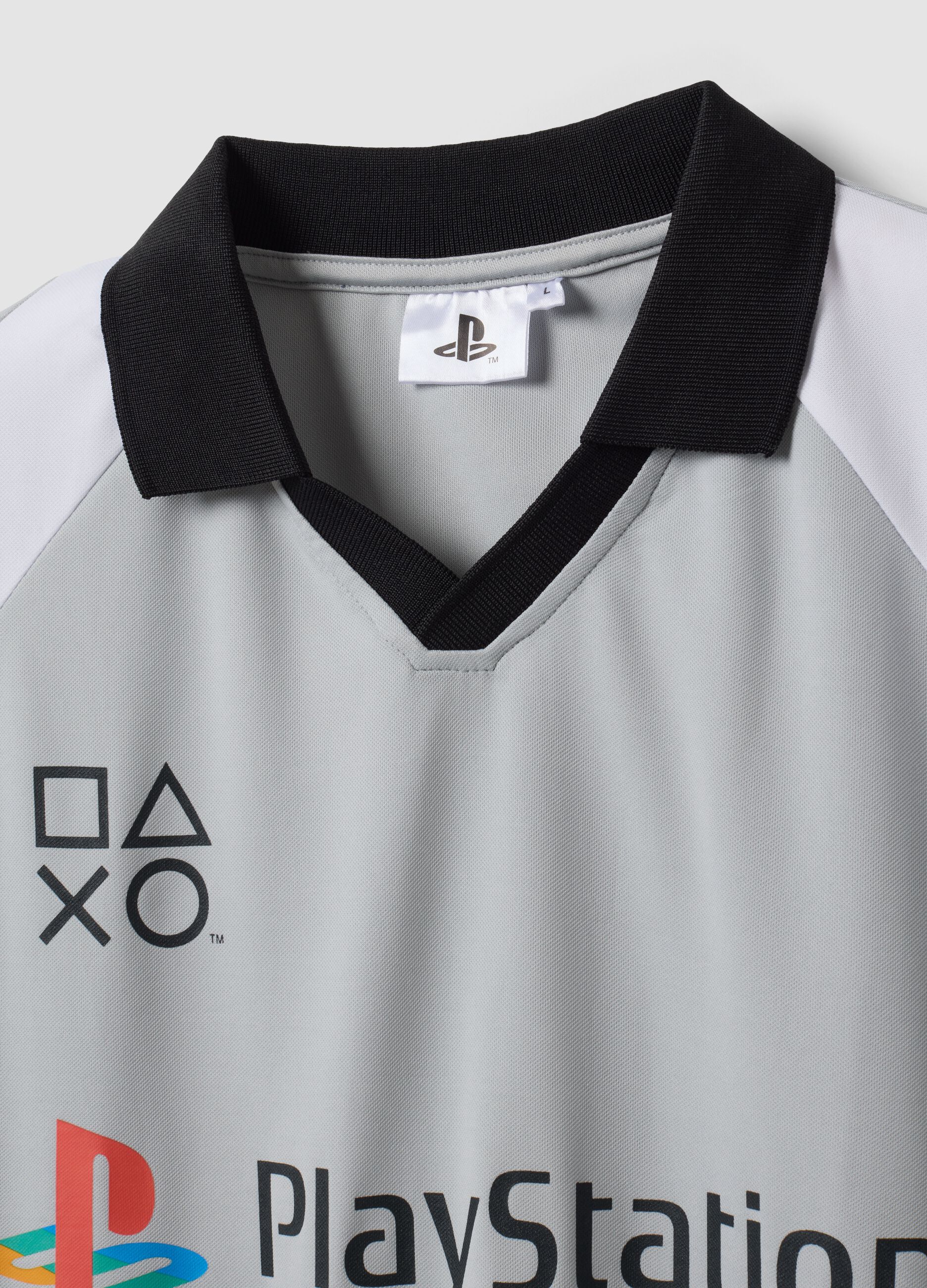 Grey PlayStation V-neck short-sleeve T-shirt