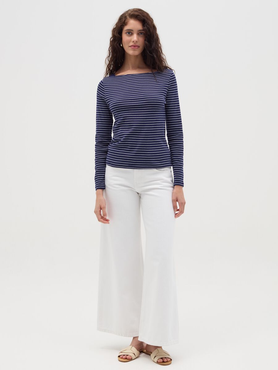 Striped T-shirt with boat neck_1