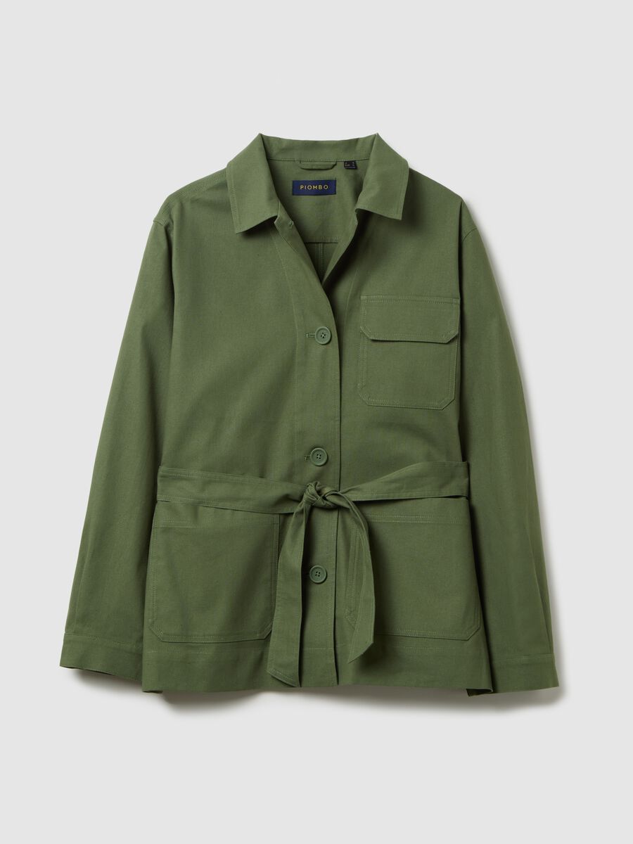 Piombo Cotton and Linen Green Regular Fit Jacket_4