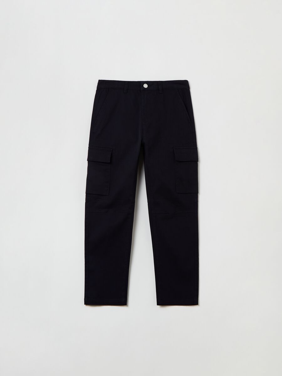 Pantaloni cargo in cotone stretch_0