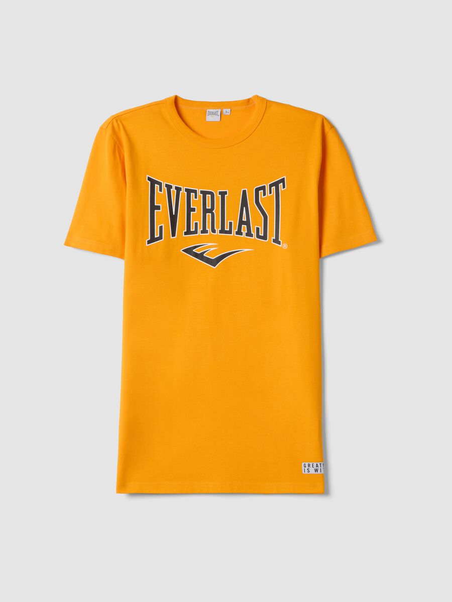 Orange pure cotton regular fit T-shirt with Everlast logo_0