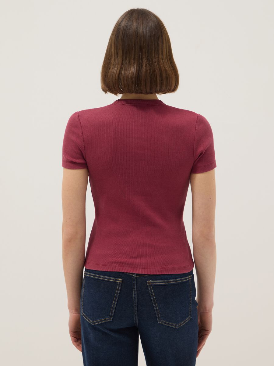 Red stretch cotton crew-neck t-shirt slim fit_2