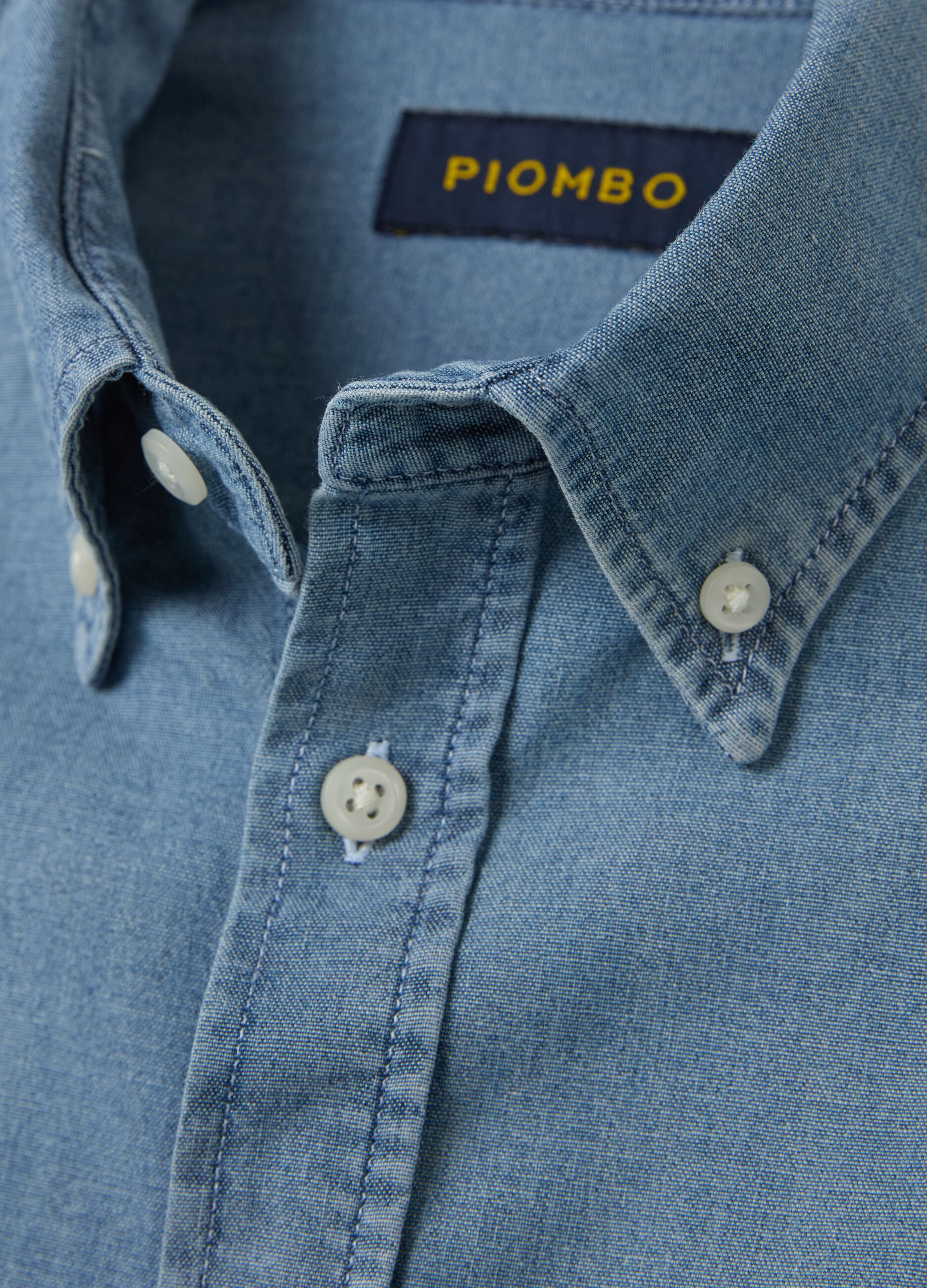 Camicia regular fit in cotone chambray