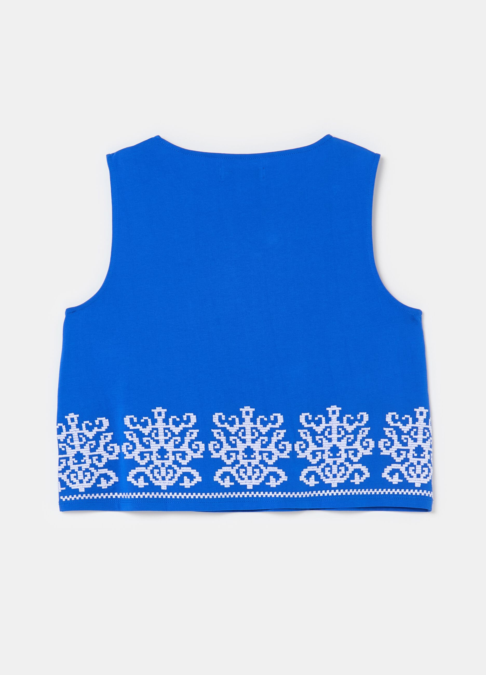 Tank top with ethnic embroidery