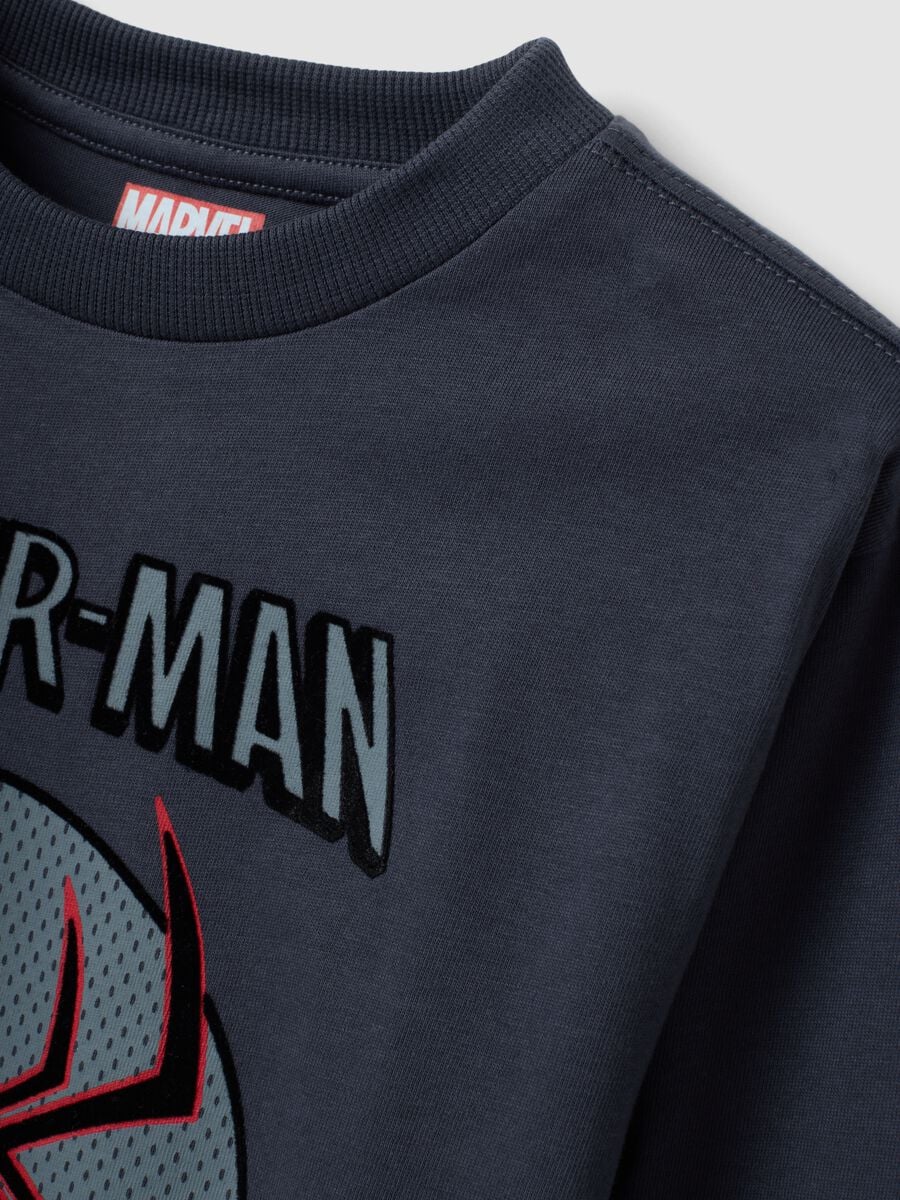 T-shirt grigia a maniche lunghe in puro cotone con stampa Spider-Man per bambino_2