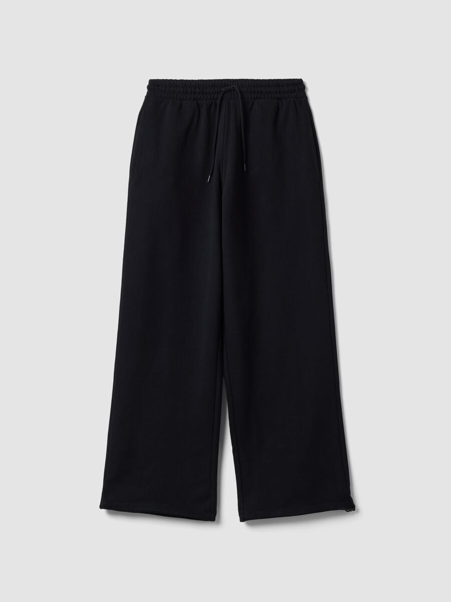 Jogger neri in puro cotone con vita elastica over fit_4