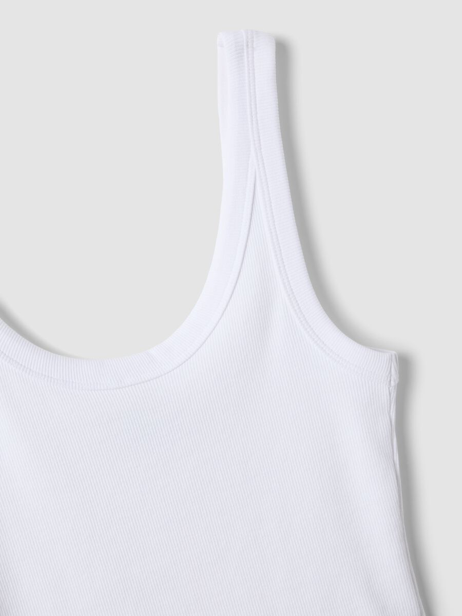 White stretch cotton fitted vest top_5
