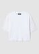 White short-sleeve cotton-blend T-shirt with mesh details_4