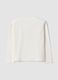T-shirt bianca in cotone elasticizzato con girocollo_1