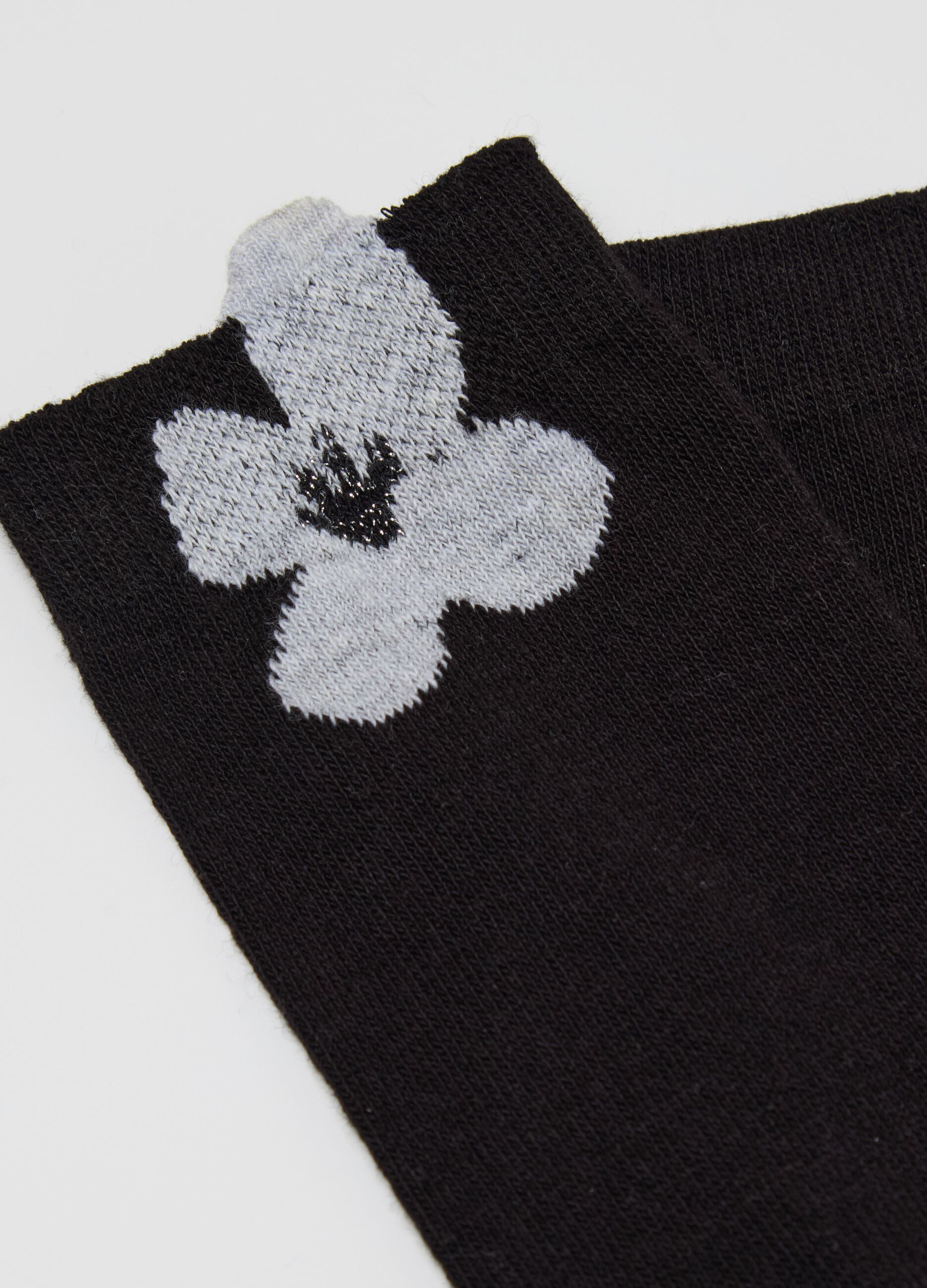 Two-pair pack short socks with flower