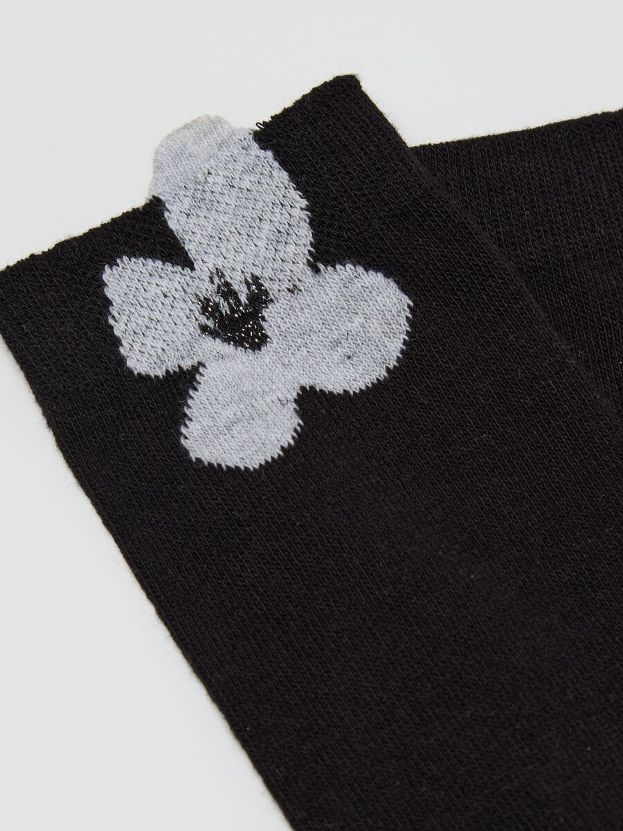 Two-pair pack short socks with flower_1