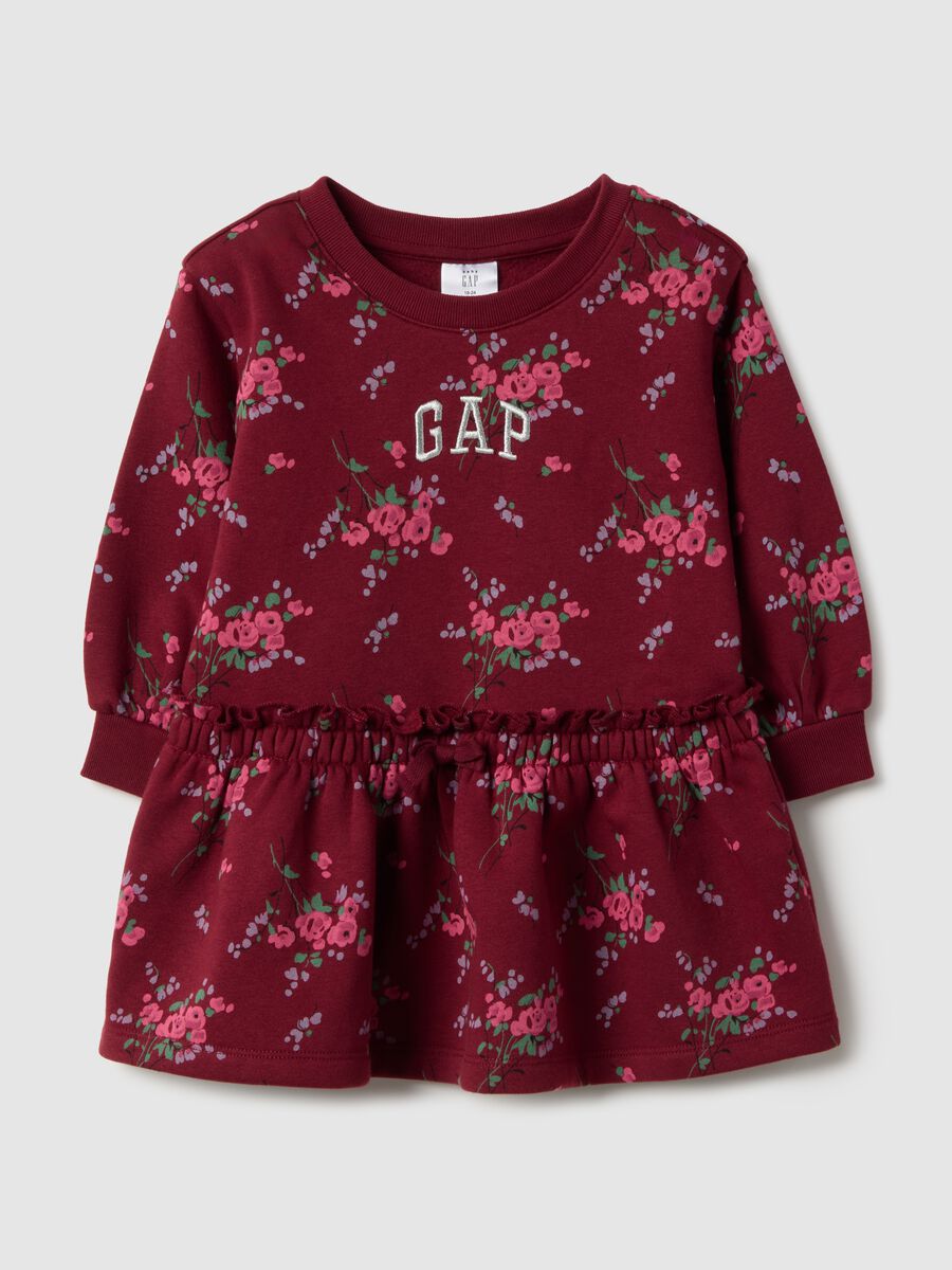 Vestito multicolor da bambina in misto cotone con stampa floreale_0