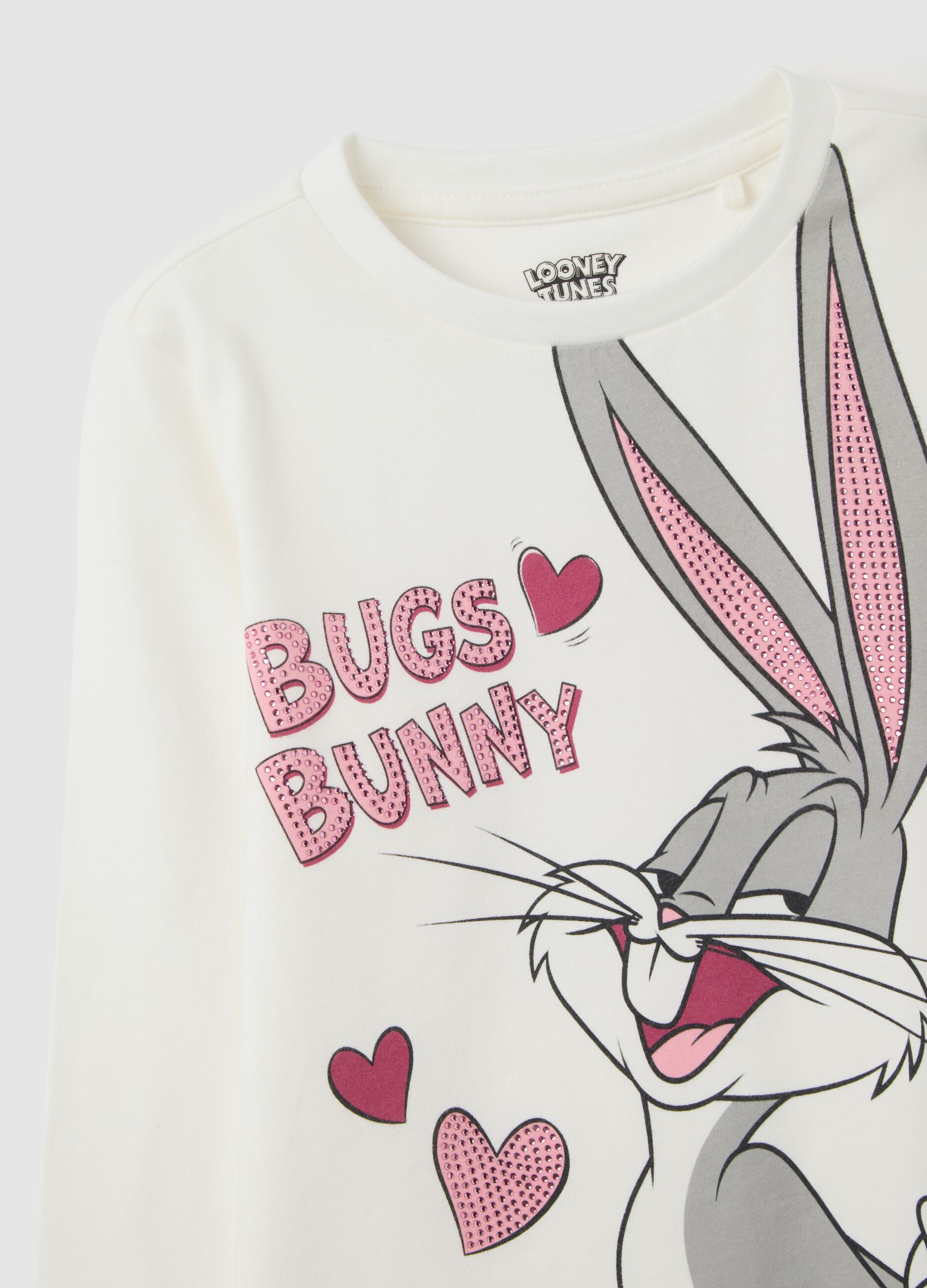Girls' White Stretch Cotton T-Shirt Regular Fit