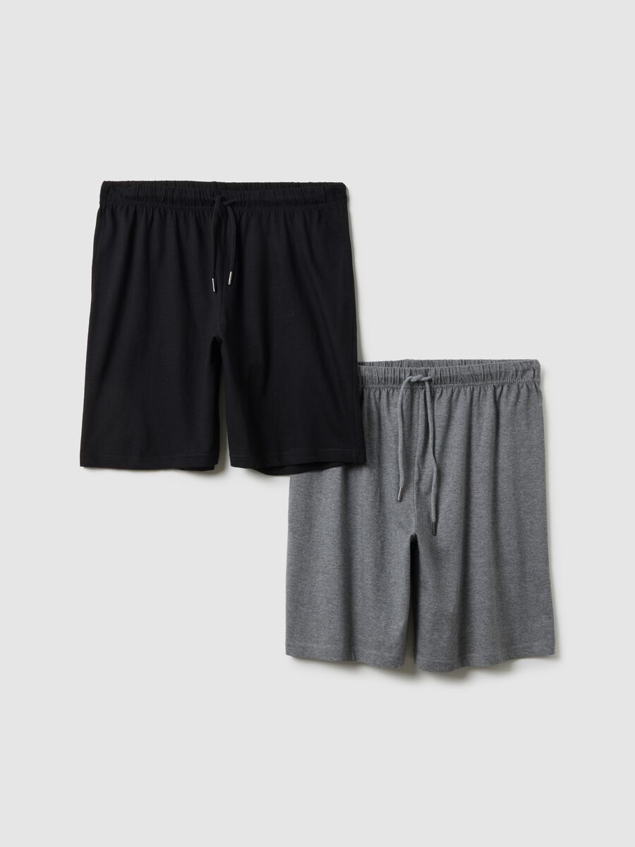 Multicolour regular fit pure cotton pyjama shorts two-pack_4